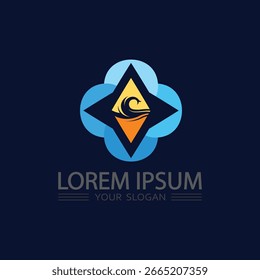 Aqua gota e onda símbolo vetor logotipo com estilo moderno para marca criativa