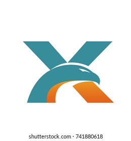 Aqua Eagle Initial X Bold Vector Logo