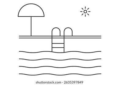 Aqua Escape  Relaxing Pool Graphic Set  . Poolside Fun: Vibrant Swimming Icons . eps 10