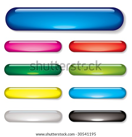 Aqua gel web buttons with drop shadow and color variation