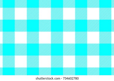 Aqua Gingham seamless pattern. Texture from rhombus/squares for - plaid, tablecloths, clothes, shirts, dresses, paper, bedding, blankets, quilts and other textile products. Vector illustration.