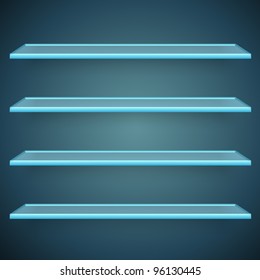 aqua glass shelves