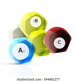 Elementos de vidrio brillante de Aqua, hexagonales con opciones