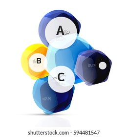 Aqua glossy glass elements, hexagons with options