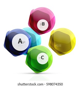 Glaselemente aus Aqua-Glossen, Hexagons mit Optionen