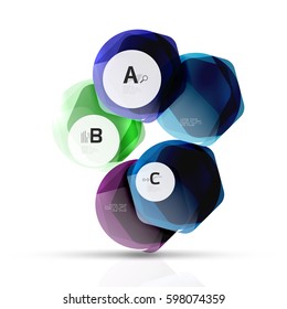 Elementos de vidrio brillante de Aqua, hexagonales con opciones