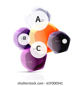Elementos de vidrio brillante de Aqua, hexagonales con opciones