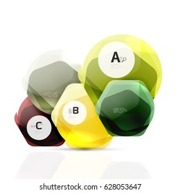 Elementos de vidrio brillante de Aqua, hexagonales con opciones