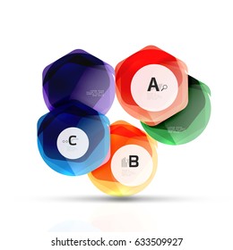 Elementos de vidrio brillante de Aqua, hexagonales con opciones