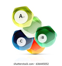 Aqua glossy glass elements, hexagons with options