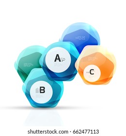 Elementos de vidrio brillante de Aqua, hexagonales con opciones