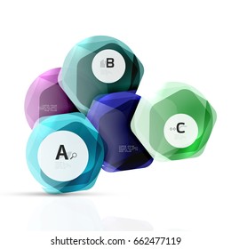 Elementos de vidrio brillante de Aqua, hexagonales con opciones