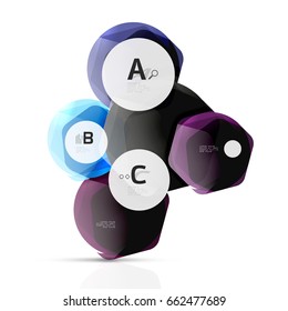 Aqua glossy glass elements, hexagons with options