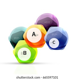 Elementos de vidrio brillante de Aqua, hexagonales con opciones