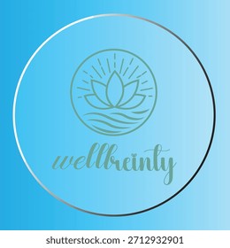Aqua Gradient Circle with Green Lotus Icon