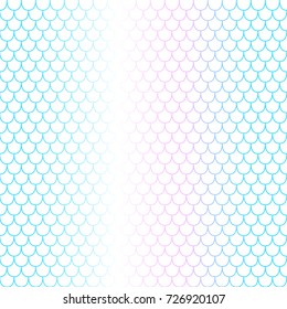 Aqua green fish scale seamless pattern. Colorful gradient net on white. Fish skin vector pattern. Magic mermaid pattern. Fish seamless pattern tile. Mermaid tail background. Shiny fishscale ornamtent