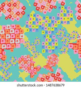 Aqua green geometric seamless pattern background design.
