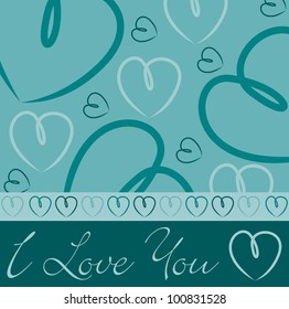Aqua hand drawn heart card in vector format.