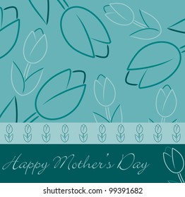 Aqua "Happy Mother's Day" tulip card in vector format.