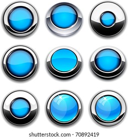 Aqua high-detailed buttons in different styles.