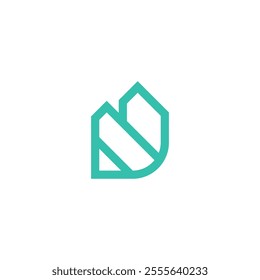 Aqua Home Building with N Letter, Real Estate and Apartment Logo Design Vector