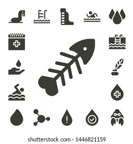 aqua icon set. 17 filled aqua icons.  Simple modern icons about  - Sea lion, Blood, Fishbone, Swimming, Ink, Paint drop, Swim, Waterpark, Drop, Hermit crab