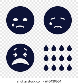 Aqua icons set. set of 4 aqua filled icons such as crying emot