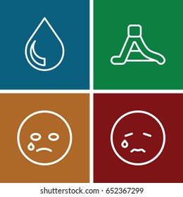 Aqua icons set. set of 4 aqua outline icons such as waterslide, drop