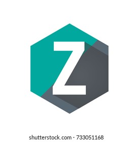 Aqua Initial Z Hexagon Shape Logo Vector