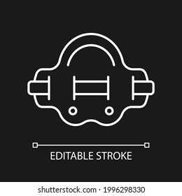 Aqua jogger white linear icon for dark theme. Aquatic fitness. Elastic belt for abdominal muscles. Thin line customizable illustration. Isolated vector contour symbol for night mode. Editable stroke