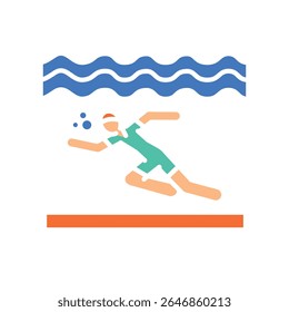 aqua jogging color flat icon para projetos digitais e de impressão.  Ícones mínimos de limpeza para aplicativos e sites. Ícones simples modernos para UI UX e branding