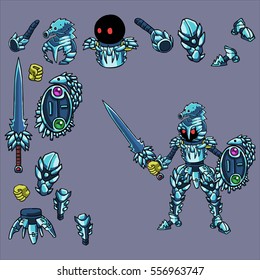 Aqua Knight
Characters editable: Aqua knight with sword and shield. Red knight, fantasy art with parts. 
