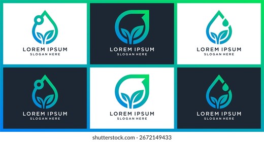 Aqua leaf logo design set
