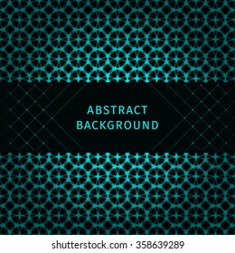 Aqua lights abstract geometric shape on dark background