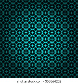 Aqua lights abstract geometric shape on dark background
