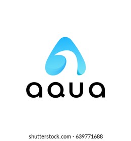 Aqua logo, The concept of a triangular form is the association of the letter A. negative space with shadows, ochertyvaet wave.