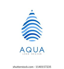 Aqua logo design, corporate identity template with water drop, ecology element for poster, banner, card, presentation vector Illustration