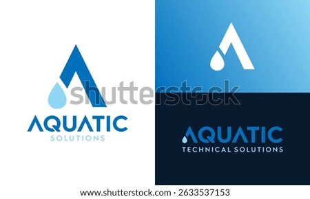 Aqua logo design. Initial letter A concept vector design with abstract water symbol graphic icon