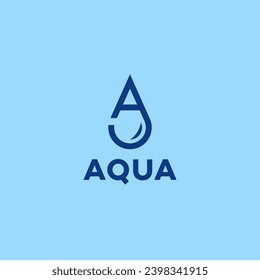 Plantilla de diseño del logotipo de Aqua con letra A estilizada. Ilustración vectorial.