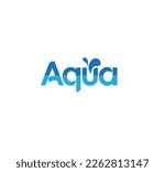 aqua logo design vector creative  simple modern logo clean light blue bright color water splash aquatic