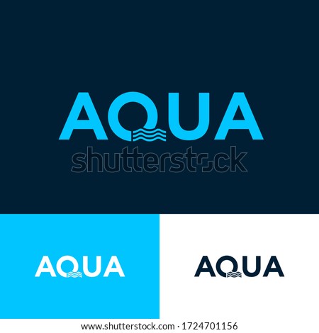 Aqua logo. Letter Q with thin wavy elements. Emblem for cosmetics or clothes for swimming. Spa or water club emblem on a different backgrounds.