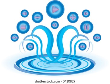 aqua media buttons