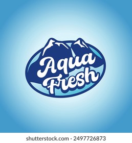 Aqua mineral water logo with mountain nature logo