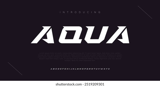 Aqua Minimal modern alphabet fonts. Typography minimalist neon urban digital fashion future creative logo font.