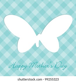 Aqua Mother's Day plaid butterfly cut out card in vector format.