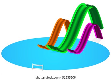 Aqua park illustration with water chute on white