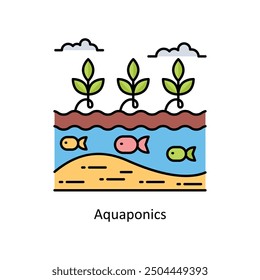 Aqua ponics vector  Filled outline icon style illustration. Symbol on White background EPS 10 File