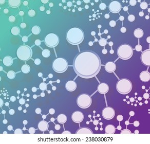 aqua and purple atom link network illustration design background