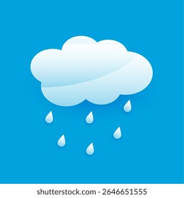 Regen und Wolke auf blauem Hintergrund, Vektor