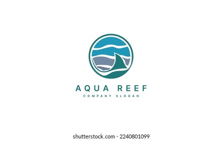 Aqua Reef , sea with fish logo design. Aqua Reef , sea with fish suitable for business and company branding logos. Aqua Reef , sea with fish flat vector logo design template element.